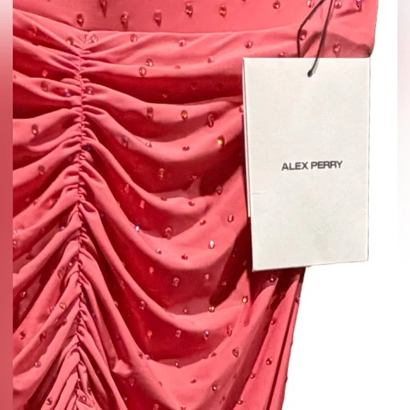 Alex Perry-rose, rauched, crystal jeweled jersey maxi skirt (only) -Size 8 USA - Picture 7 of 13